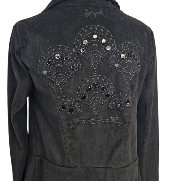 Desigual Faux Suede Waterfall Open Front Cardigan