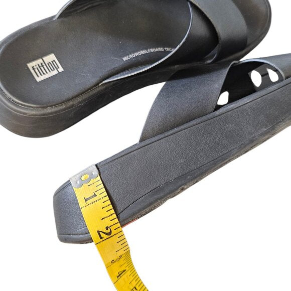 FitFlop F-Mode Leather Platform Cross Slides