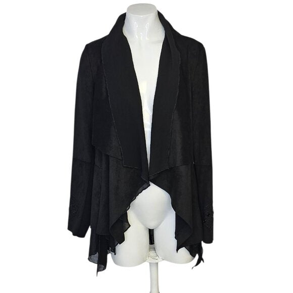 Desigual Faux Suede Waterfall Open Front Cardigan