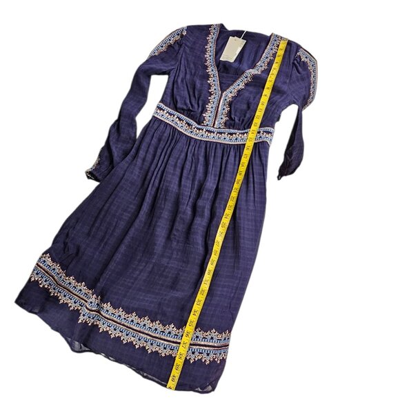 Boden Embroidered V-Neck Midi Dress