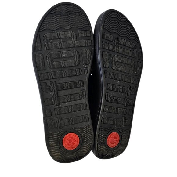 FitFlop F-Mode Leather Platform Cross Slides