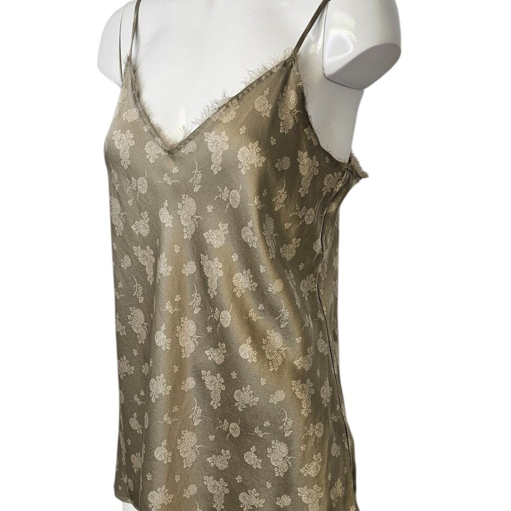 Vince Womens 100% Silk Floral Thin Strap Camisole