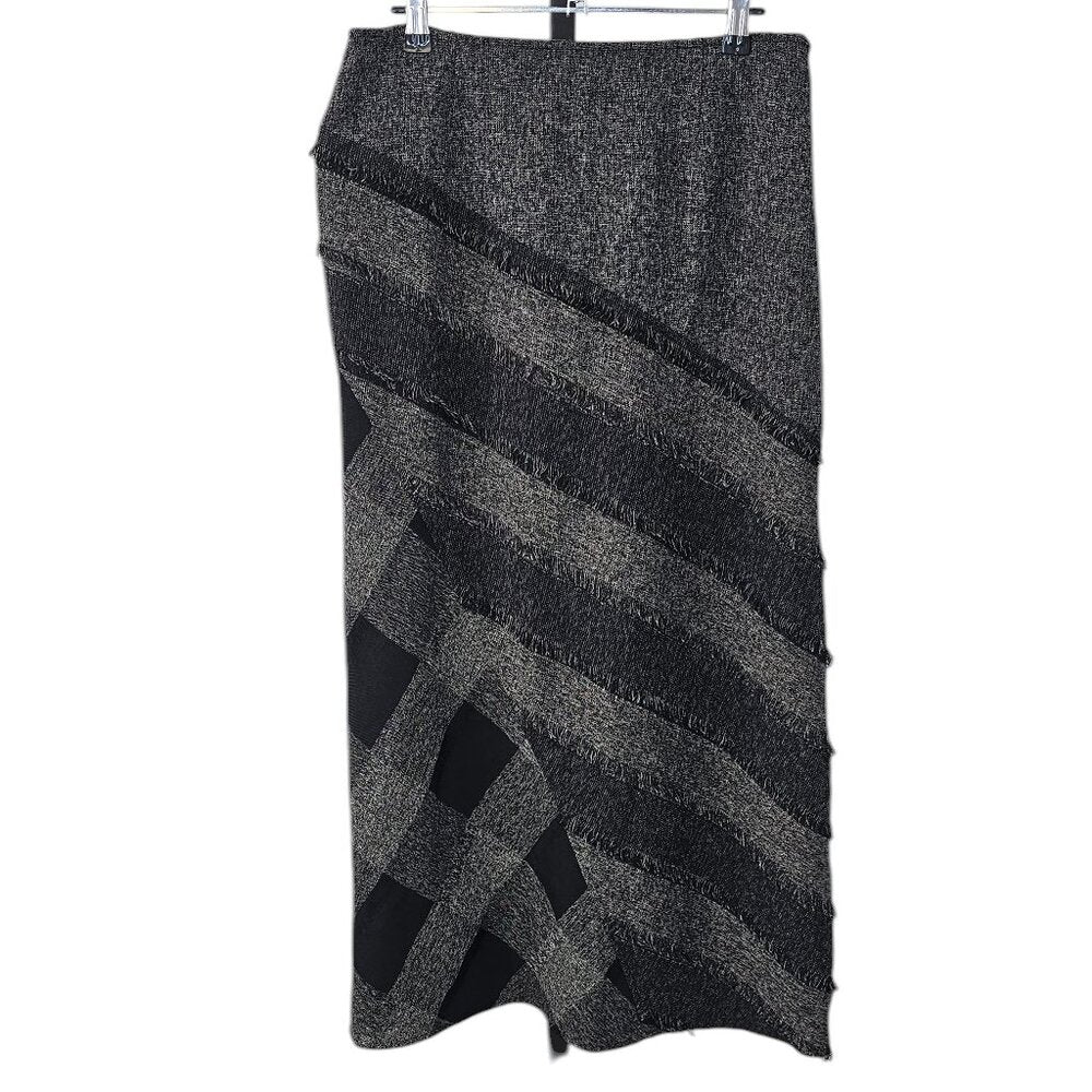 Tribal Womens Multi Print, Lagenlook, Fringe Midi Skirt