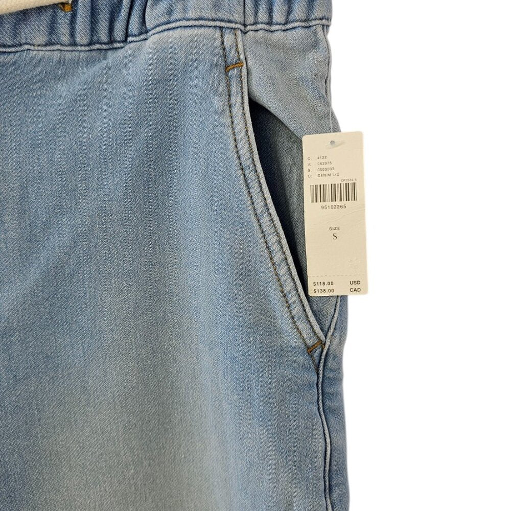 Anthropologie Pilcro Denim-Knit Pull-On High-Rise Wide-Leg Pants