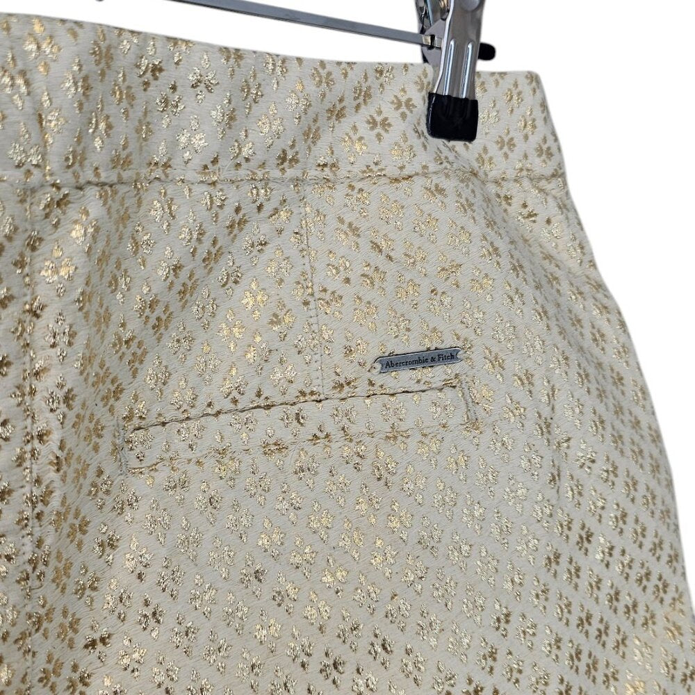Abercrombie & Fitch Womens Gold Metallic, Cream Shorts