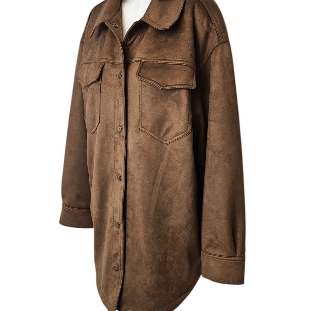 Anthropologie Pilcro The Tillie Relaxed Faux-Suede Shacket
