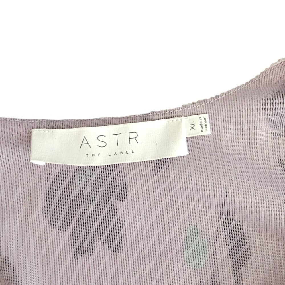 ASTR The Label Pleated Plisse Surplice V-Neck Floral Blouse