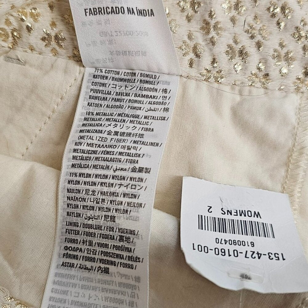 Abercrombie & Fitch Womens Gold Metallic, Cream Shorts