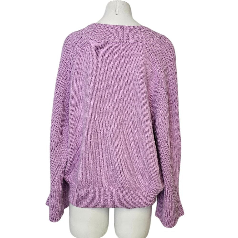 Anthropologie Bell-Sleeve V-Neck Sweater