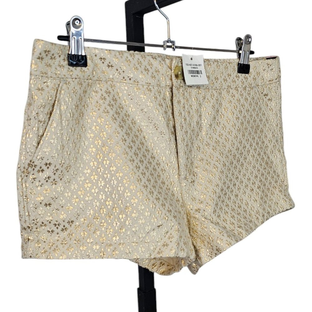Abercrombie & Fitch Womens Gold Metallic, Cream Shorts