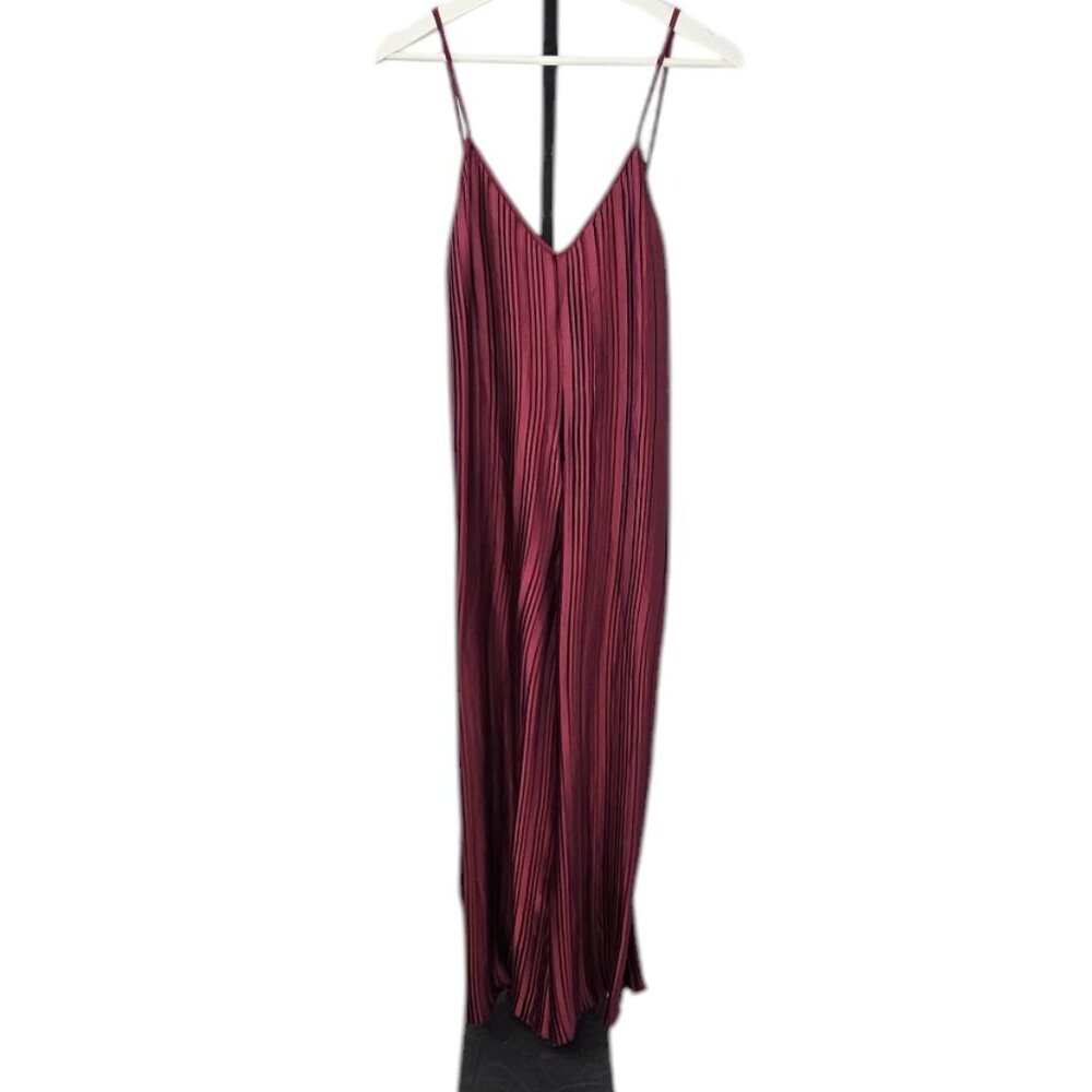 Anthropologie Sleeveless Plissé Wide Leg Tie Back Jumpsuit