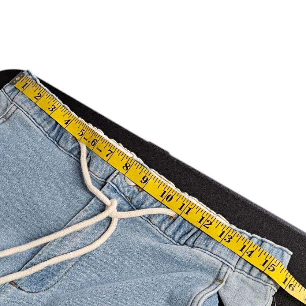 Anthropologie Pilcro Denim-Knit Pull-On High-Rise Wide-Leg Pants