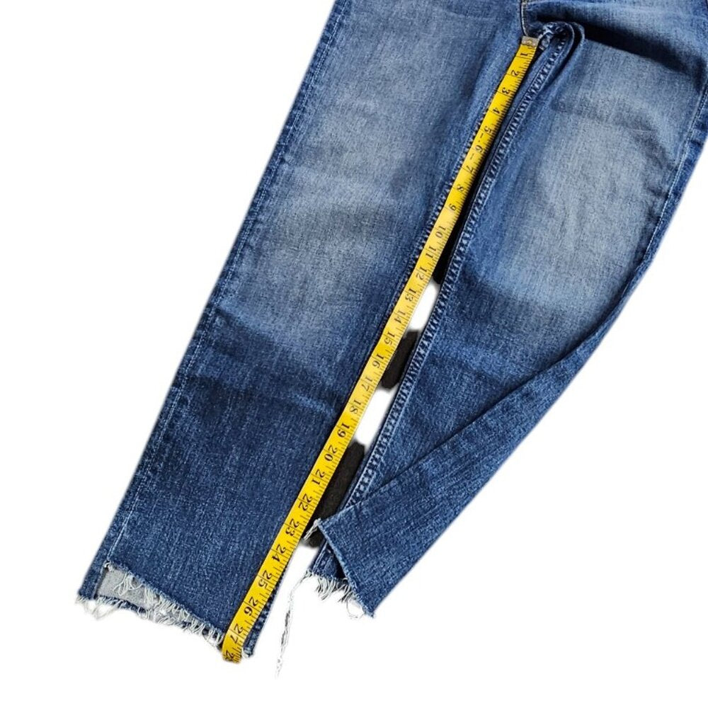 MOTHER The Rider High-Rise Ankle Step Fray Jeans