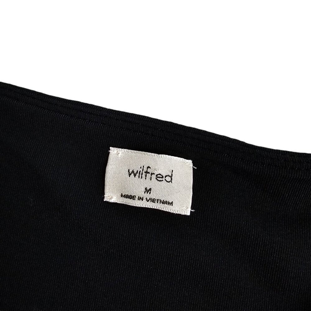 Aritzia Wilfred Black Long Sleeve Sweetheart Crop Top