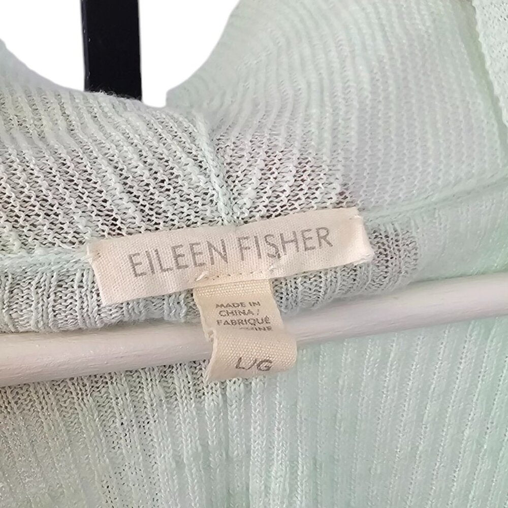 Eileen Fisher Womens Linen Cotton Open Front 3/4 Sleeve Cardigan