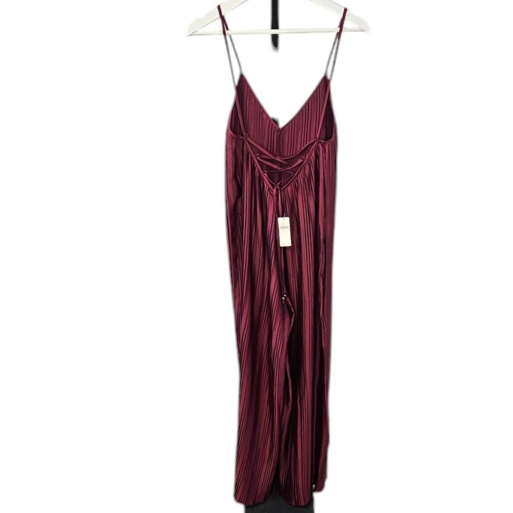 Anthropologie Sleeveless Plissé Wide Leg Tie Back Jumpsuit