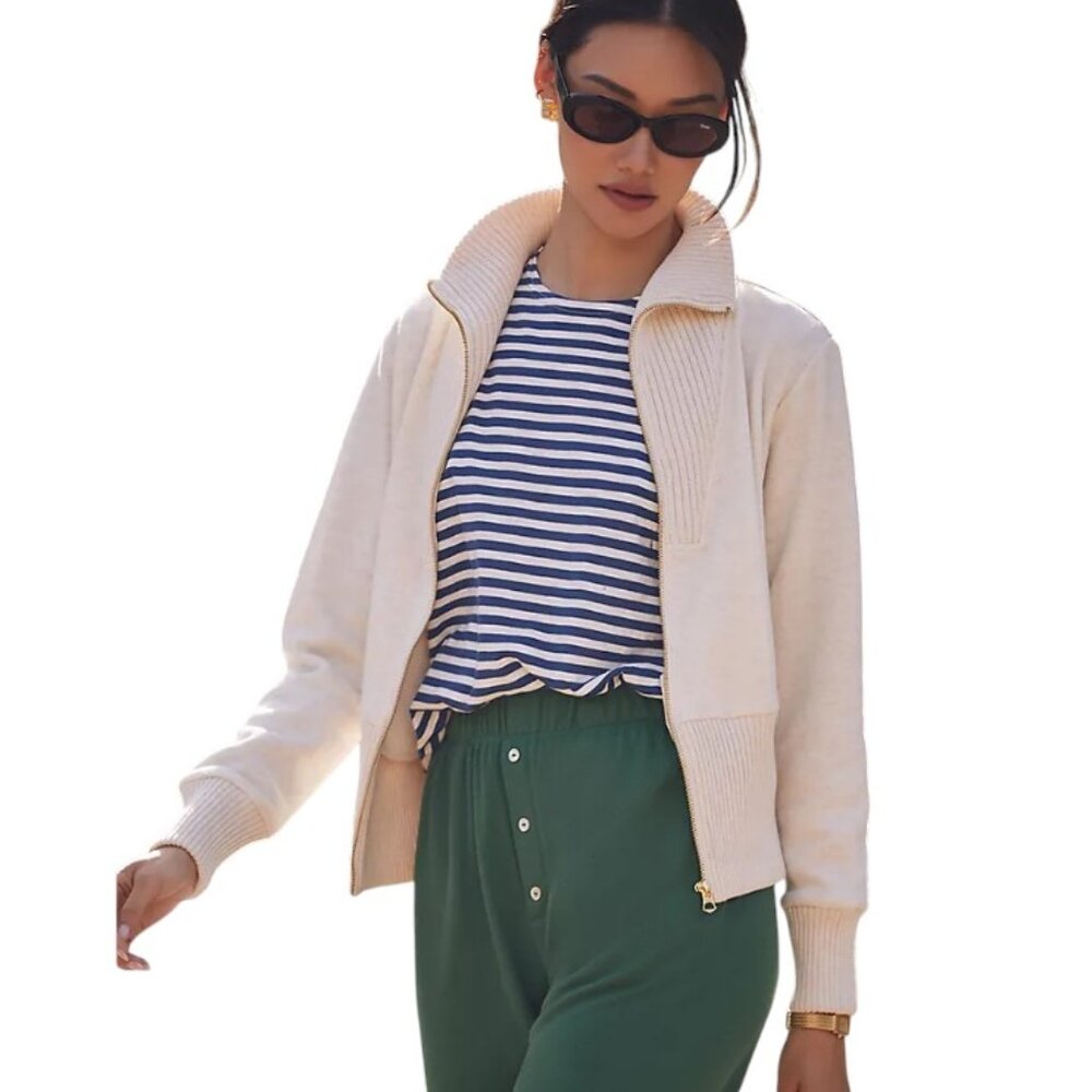 Anthropologie Varley Alisa Knit Zip-Up Jacket