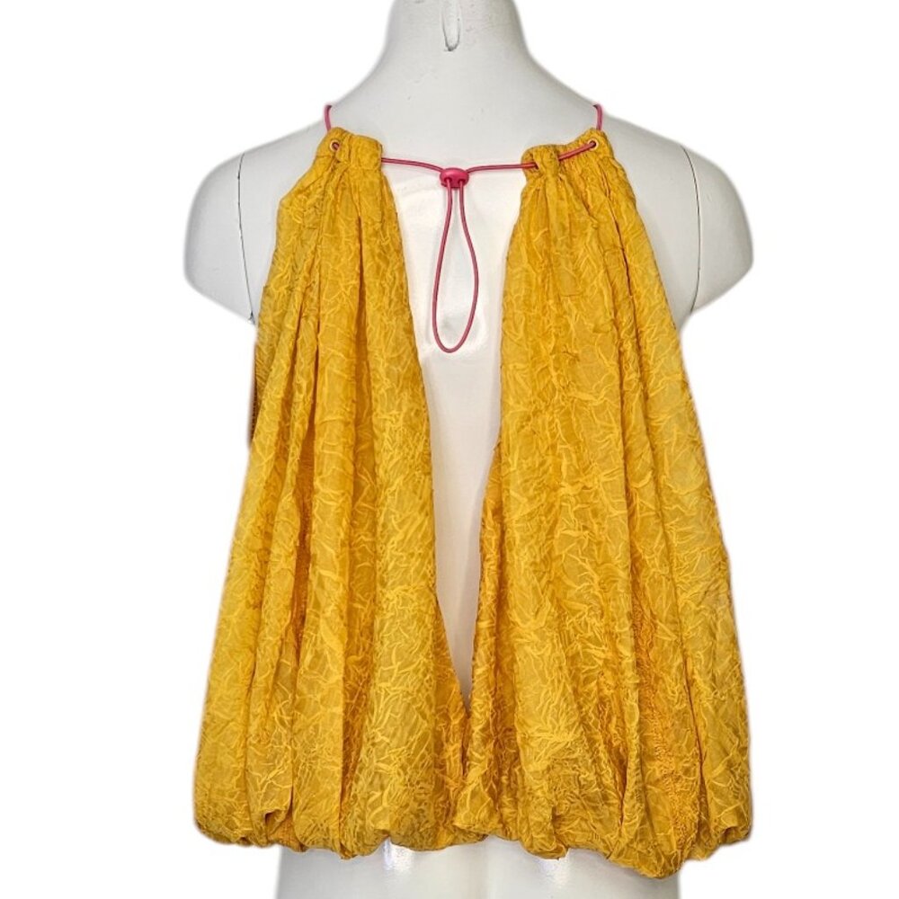 Anthropologie Halter Parachute Bubble-Hem Tank Blouse