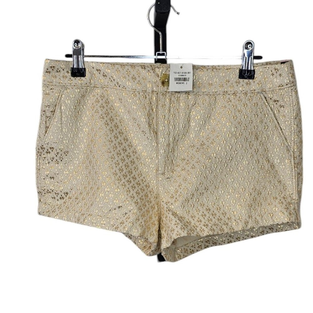 Abercrombie & Fitch Womens Gold Metallic, Cream Shorts