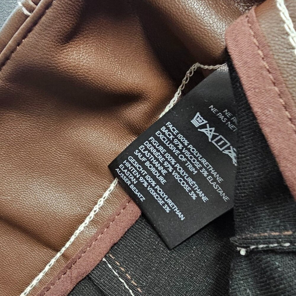 Anthropologie Maeve The Colette Faux-Leather Top-Stitch Crop Wide-Leg Pants