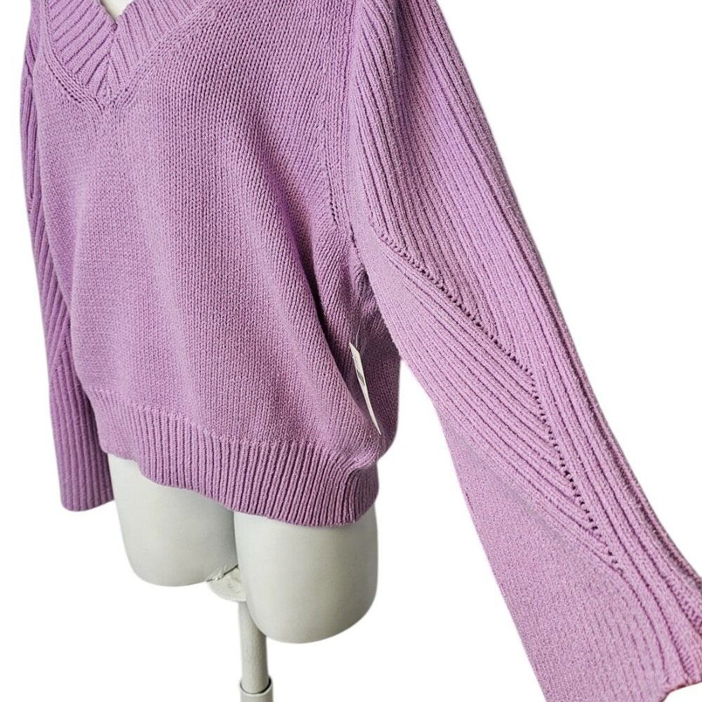 Anthropologie Bell-Sleeve V-Neck Sweater