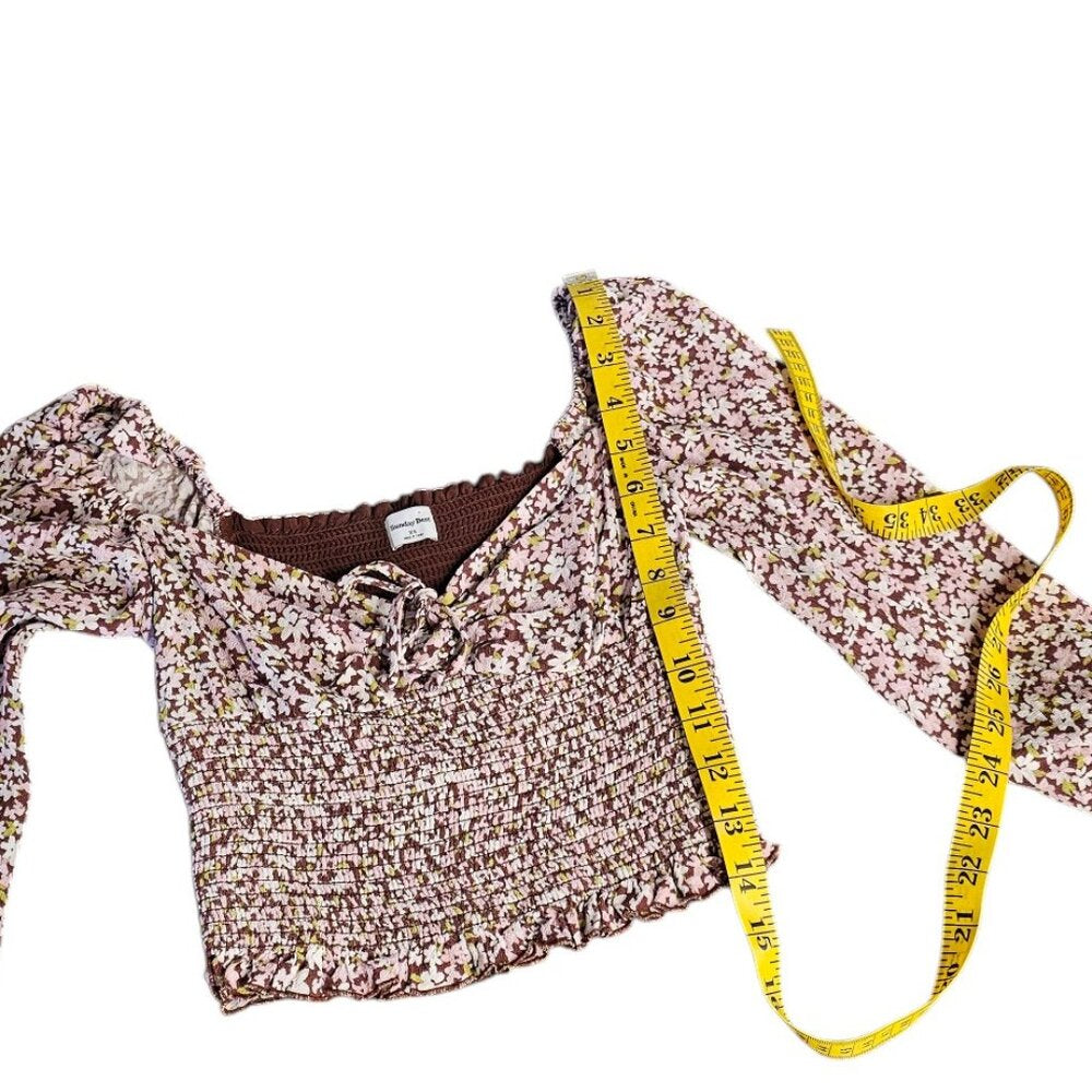 Aritzia Sunday Best Sinatra Long Sleeve Smocked Floral Sweetheart Top