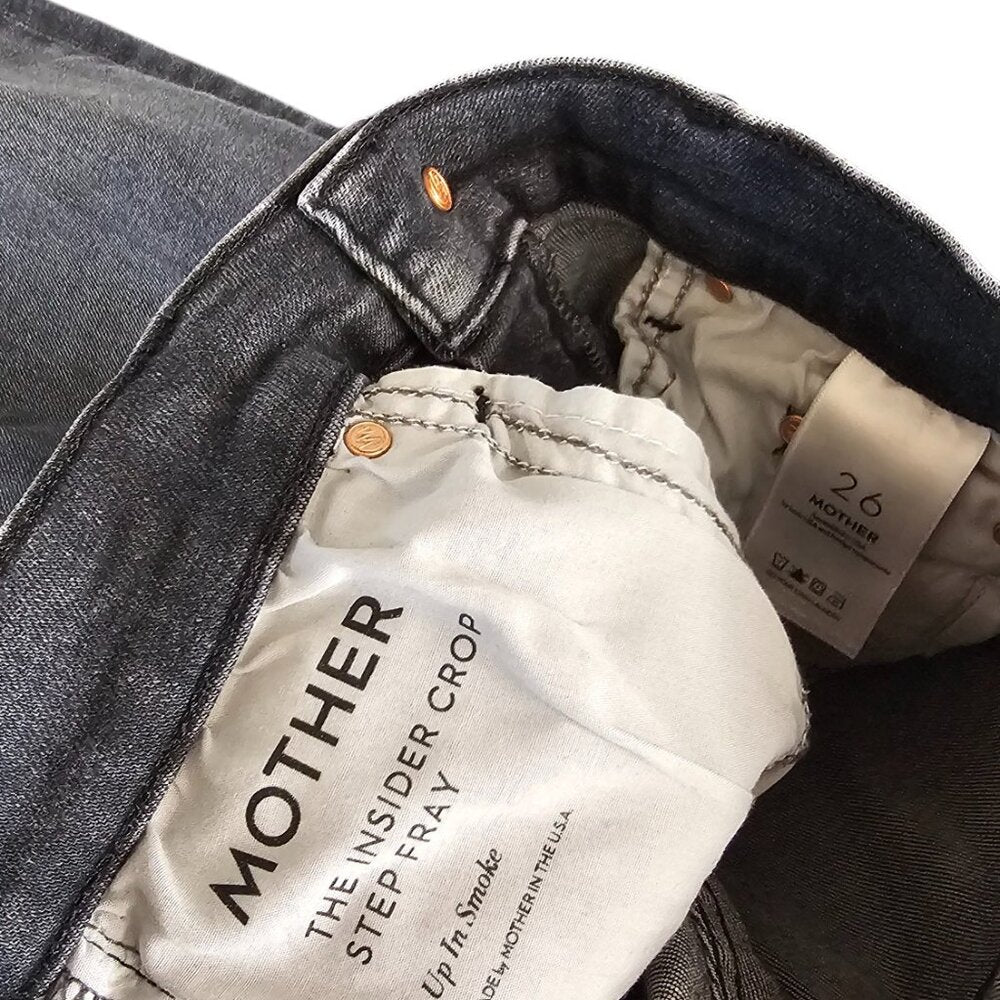 MOTHER Womens The Insider Crop Strep Fray Jeans