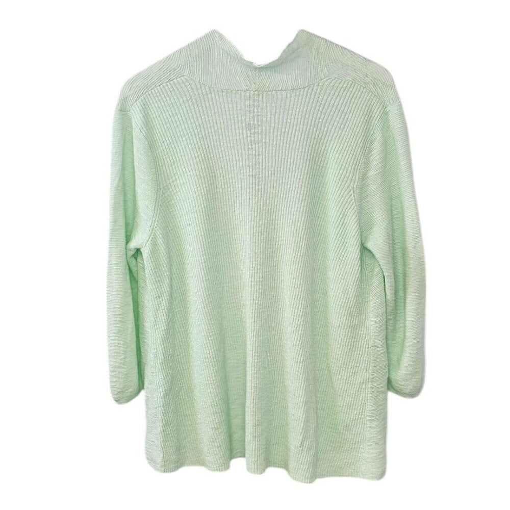Eileen Fisher Womens Linen Cotton Open Front 3/4 Sleeve Cardigan