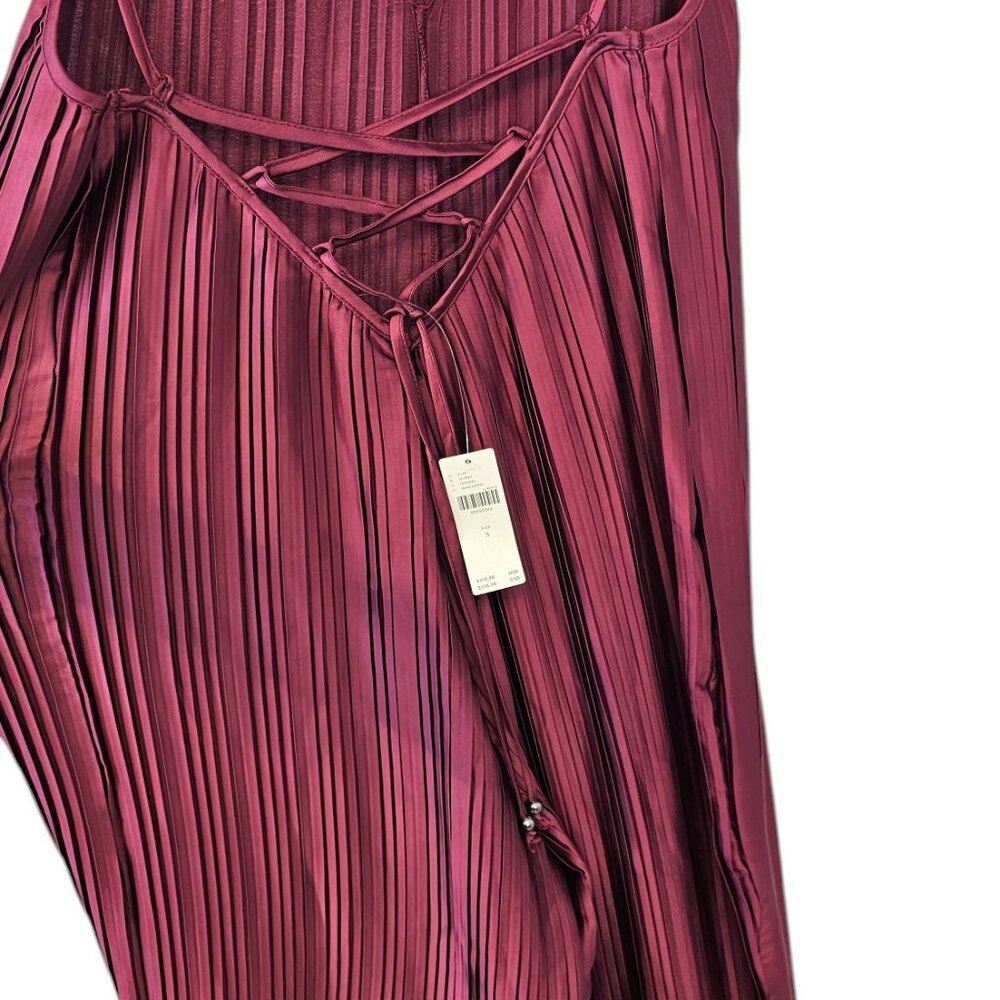 Anthropologie Sleeveless Plissé Wide Leg Tie Back Jumpsuit