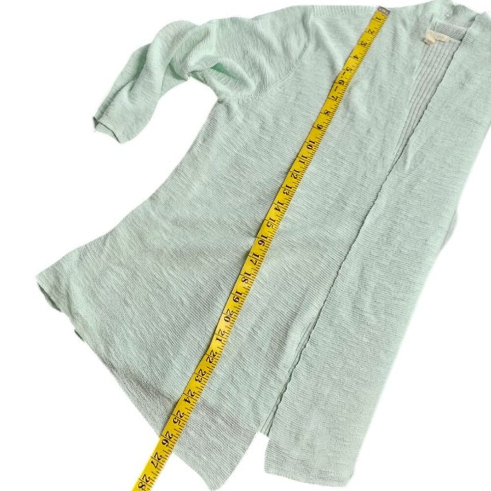 Eileen Fisher Womens Linen Cotton Open Front 3/4 Sleeve Cardigan