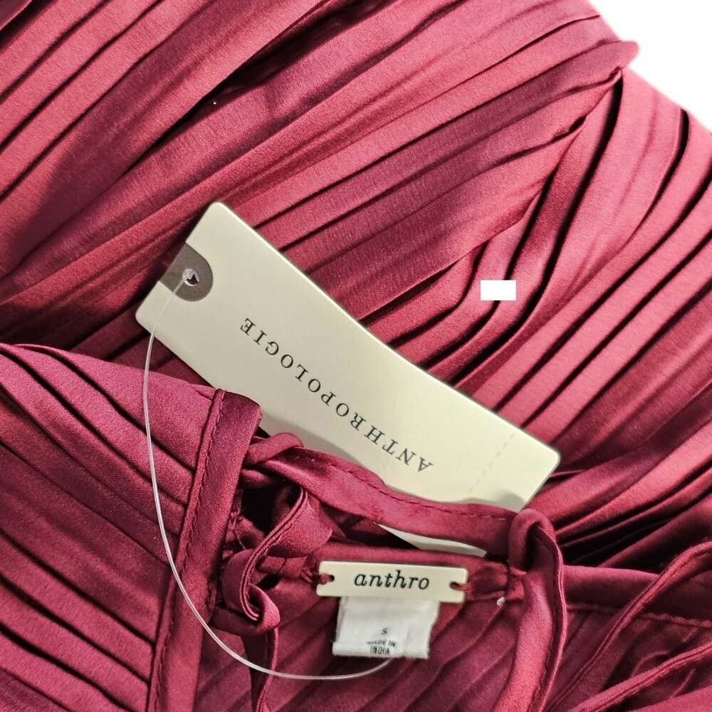 Anthropologie Sleeveless Plissé Wide Leg Tie Back Jumpsuit