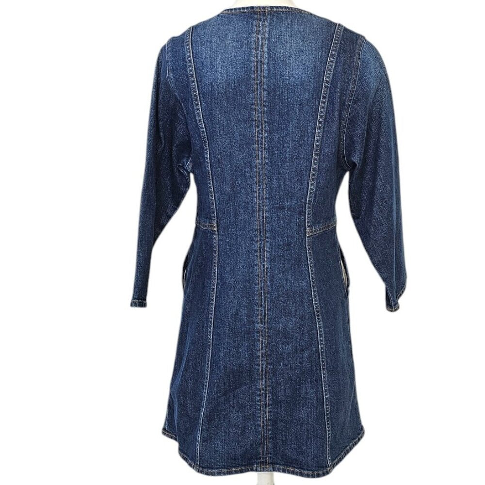 Denim Forum Jackie-O Denim Mini Dress 3/4 Sleeve