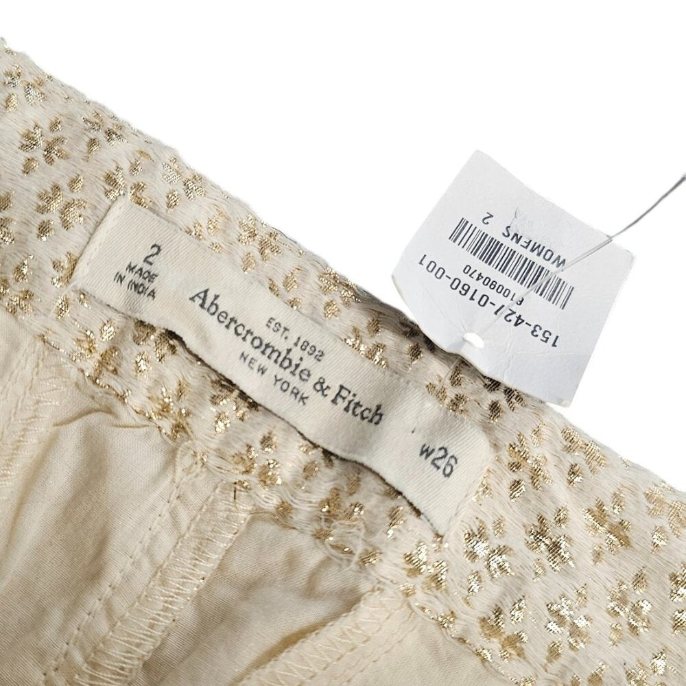 Abercrombie & Fitch Womens Gold Metallic, Cream Shorts