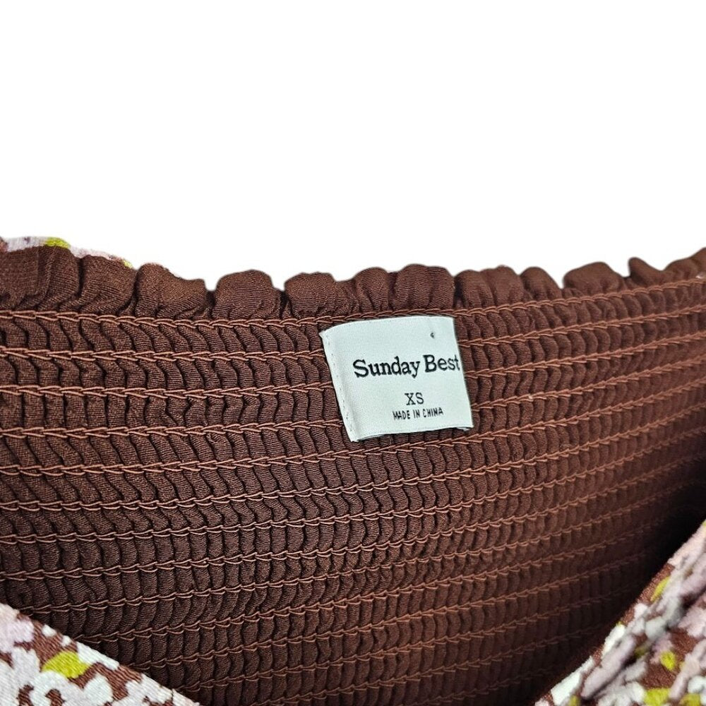 Aritzia Sunday Best Sinatra Long Sleeve Smocked Floral Sweetheart Top