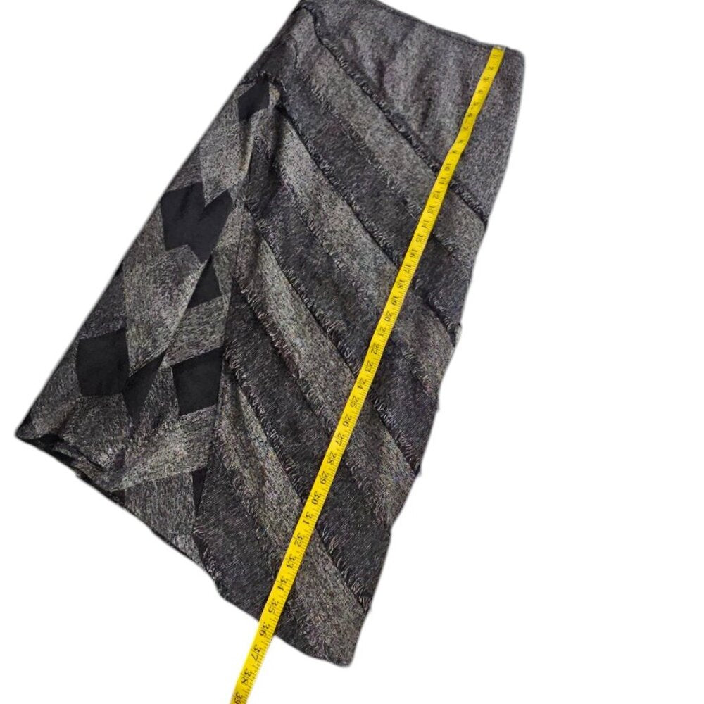 Tribal Womens Multi Print, Lagenlook, Fringe Midi Skirt