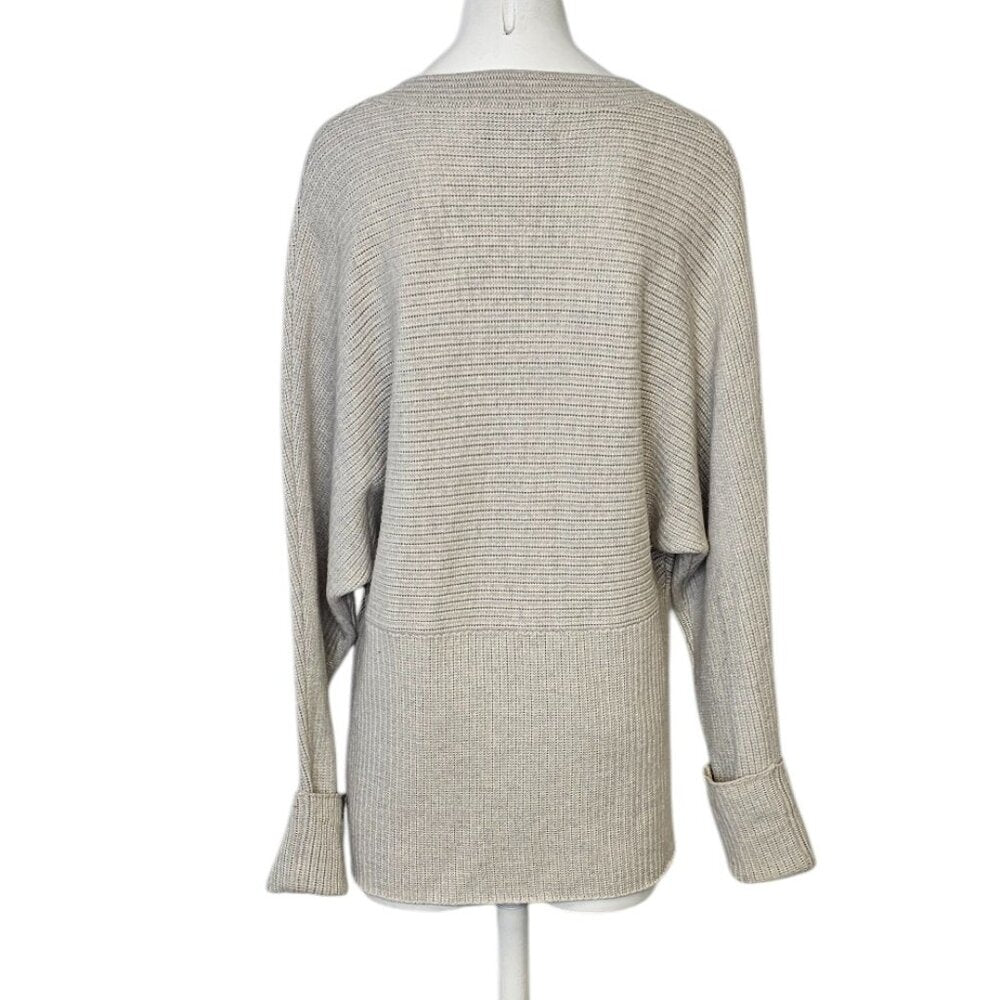 100% Merino Wool Knit Oversized V-Neck Sweater