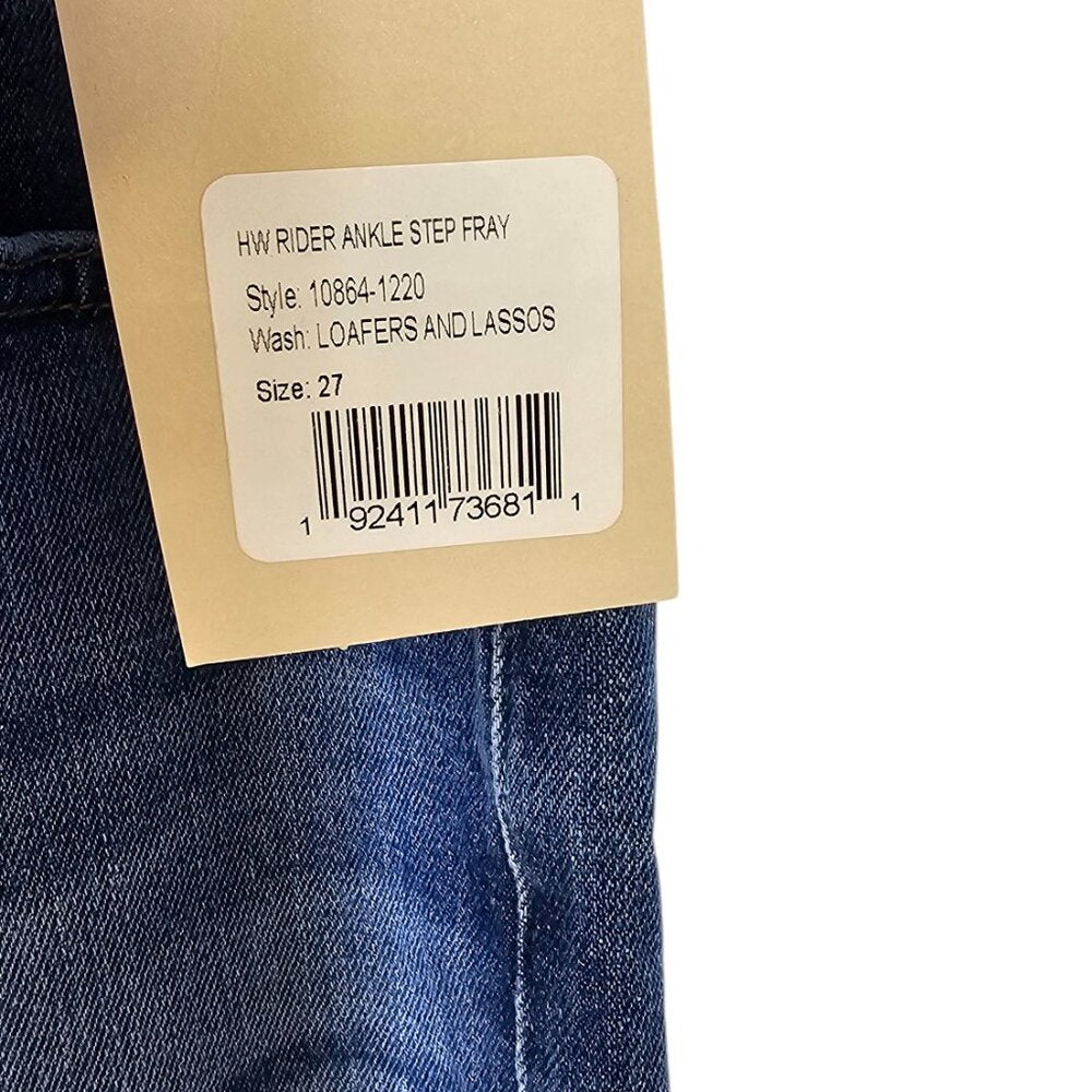 MOTHER The Rider High-Rise Ankle Step Fray Jeans