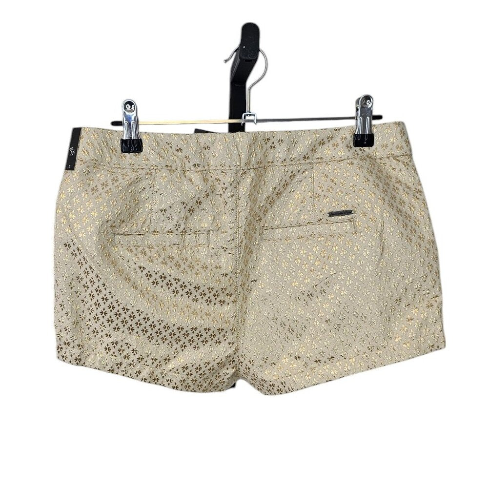 Abercrombie & Fitch Womens Gold Metallic, Cream Shorts