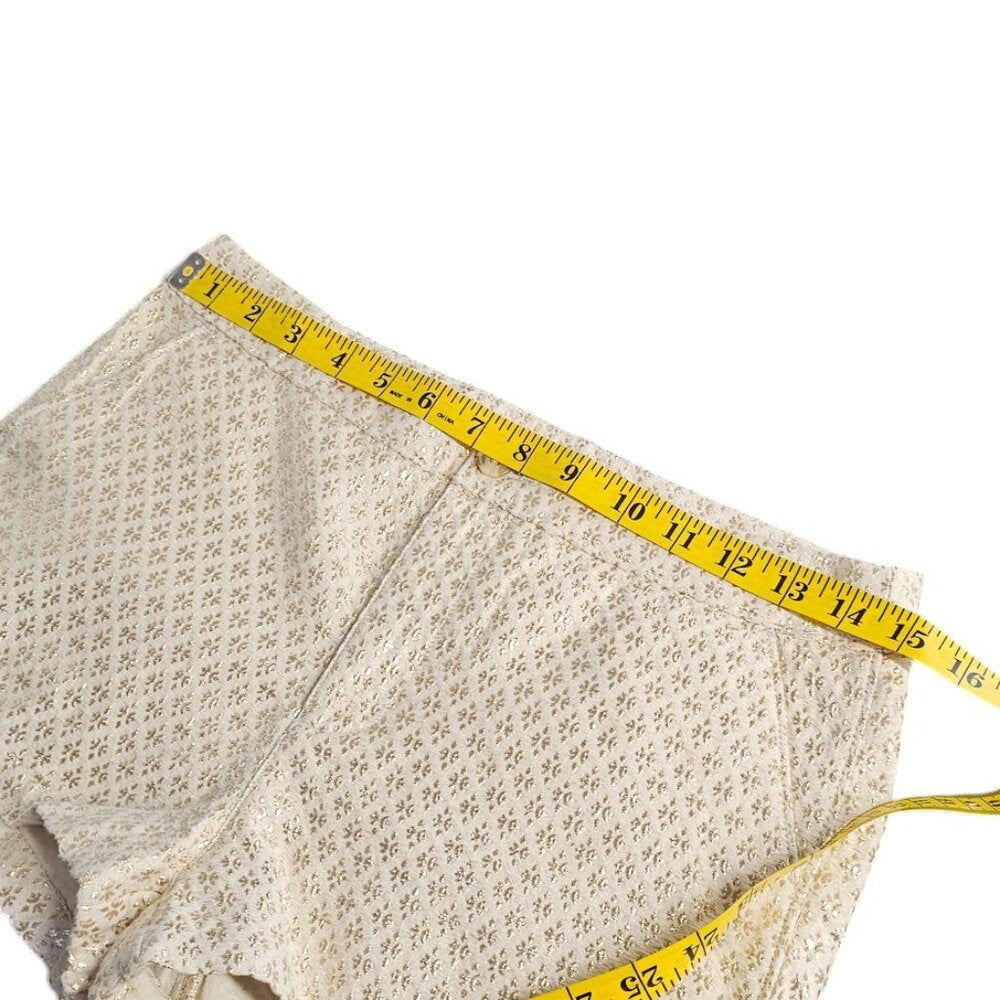 Abercrombie & Fitch Womens Gold Metallic, Cream Shorts