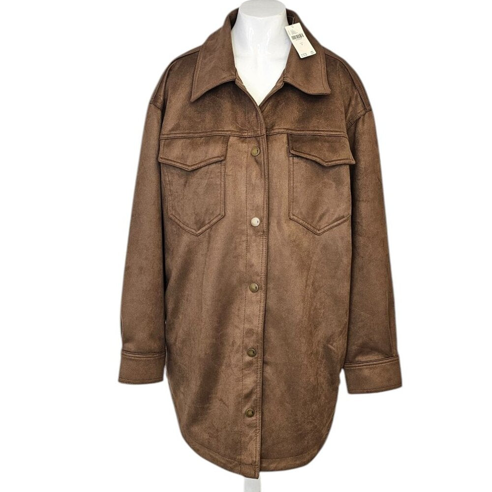 Anthropologie Pilcro The Tillie Relaxed Faux-Suede Shacket