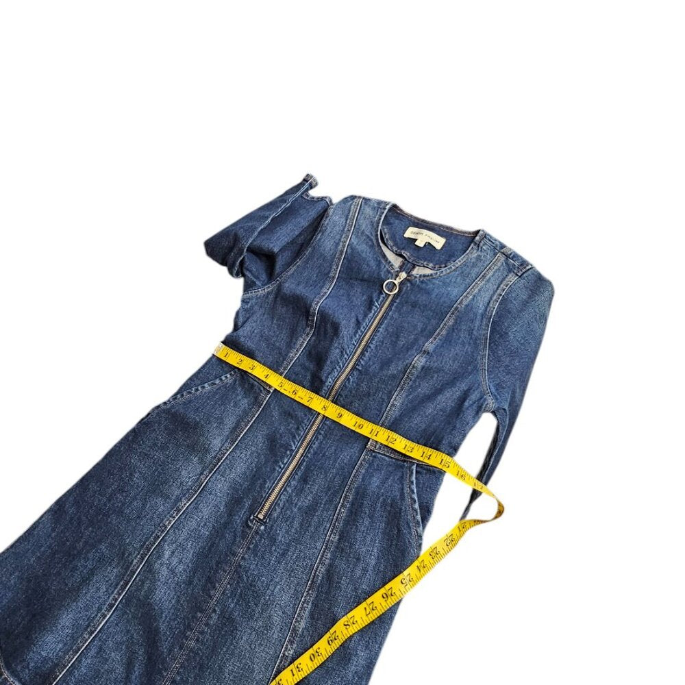 Denim Forum Jackie-O Denim Mini Dress 3/4 Sleeve