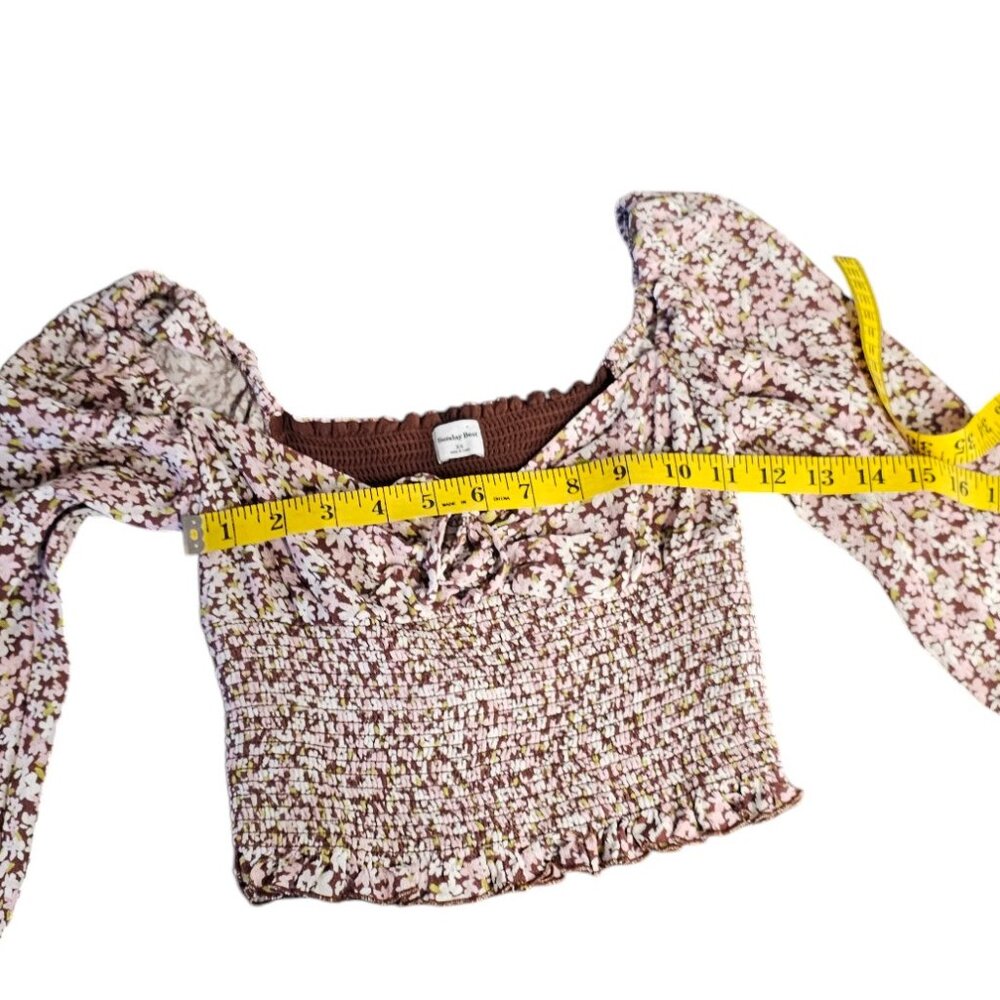 Aritzia Sunday Best Sinatra Long Sleeve Smocked Floral Sweetheart Top