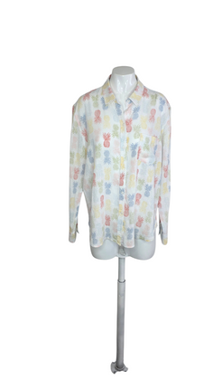 Rails Charli Rainbow Pineapples Linen Blend Button Down Long Sleeve Shirt
