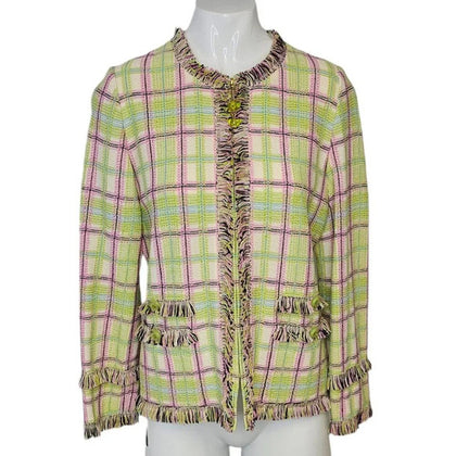 St. John Collection Tweed Pattern Zip Up Evening Jacket