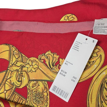Urban Outfitters Gold Red Printed Silky Scarf