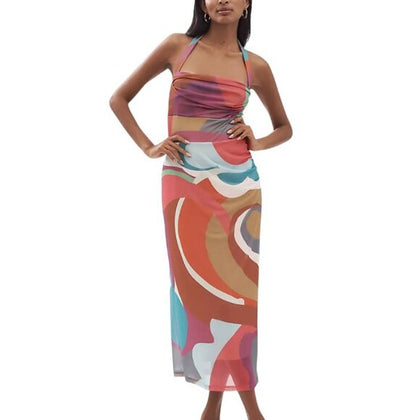 Anthropologie Square-Neck Halter Midi Dress