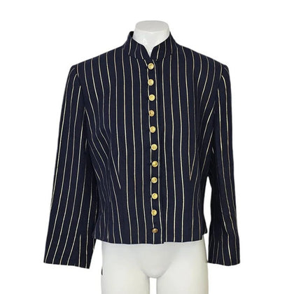 Lauren Ralph Lauren Military 100% Linen Nautical Blazer