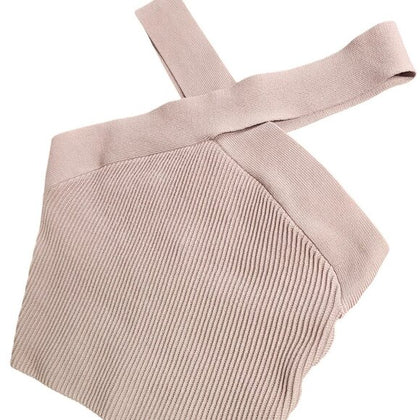 Aritzia Babaton Sculpt Knit Cross Neck Crop Top