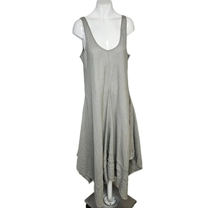 Eileen Fisher Women's 100% Linen Asymmetrical Handkerchief Hem Dress