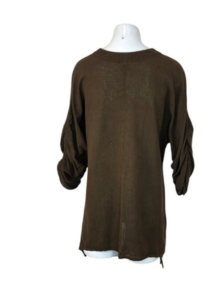 Oh My Gauze! Lagenlook 3/4 Ruched Sleeve Top